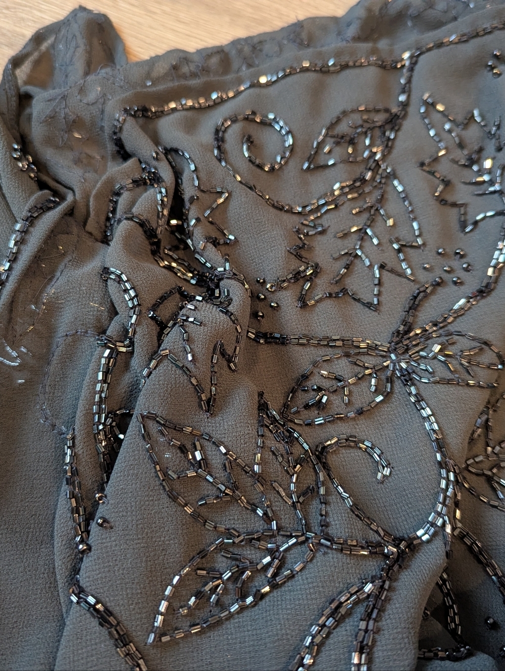 Newport News Beaded Black Evening Gown with Matching Shawl - Picture 4 of 5